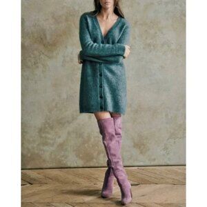 Sezane Teal Long Sleeve Sweater Dress